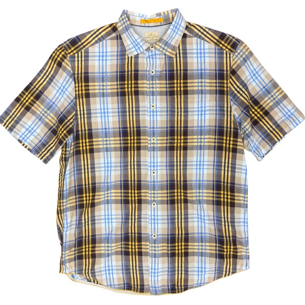 EUC Men's TOMMY BAHAMA Island Crafted Plaid Short Sleeve Shirt‎ | Size M